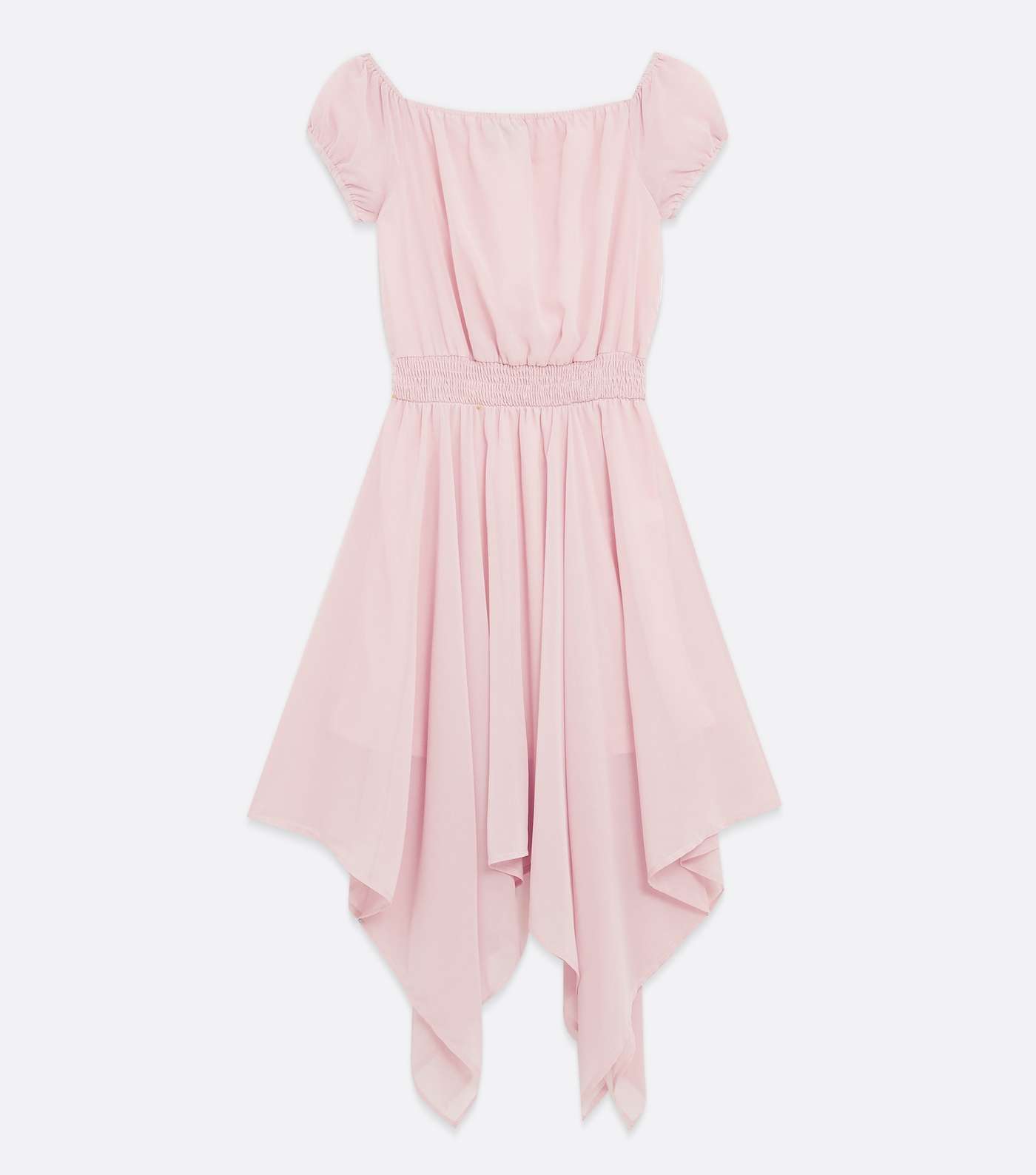 Girls Pale Pink Chiffon Hanky Hem Midi Dress Image 5
