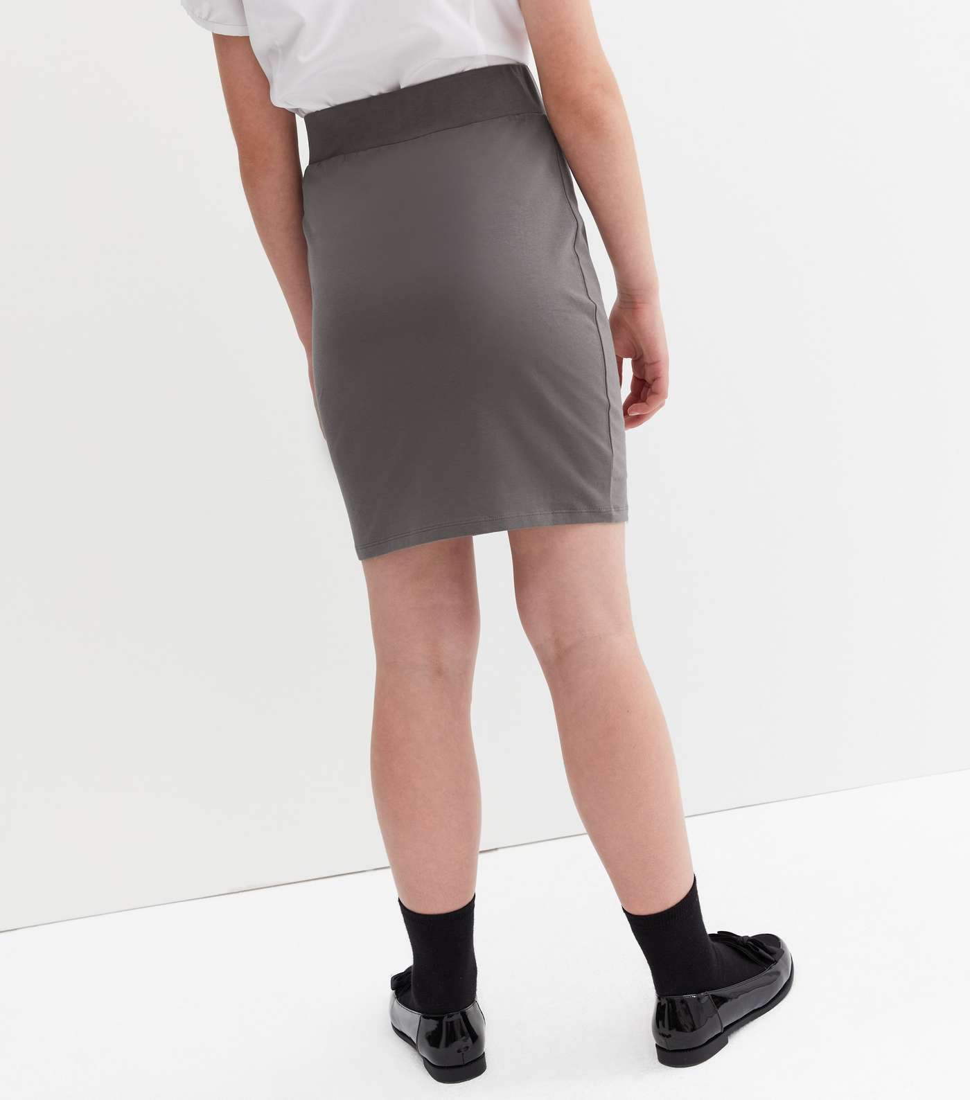 Girls Grey Stretch High Waist Skirt Image 4