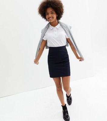 Girls Navy High Waist Tube School Skirt | New Look