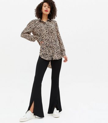 Tall Brown Leopard Print Collared Long Shirt New Look