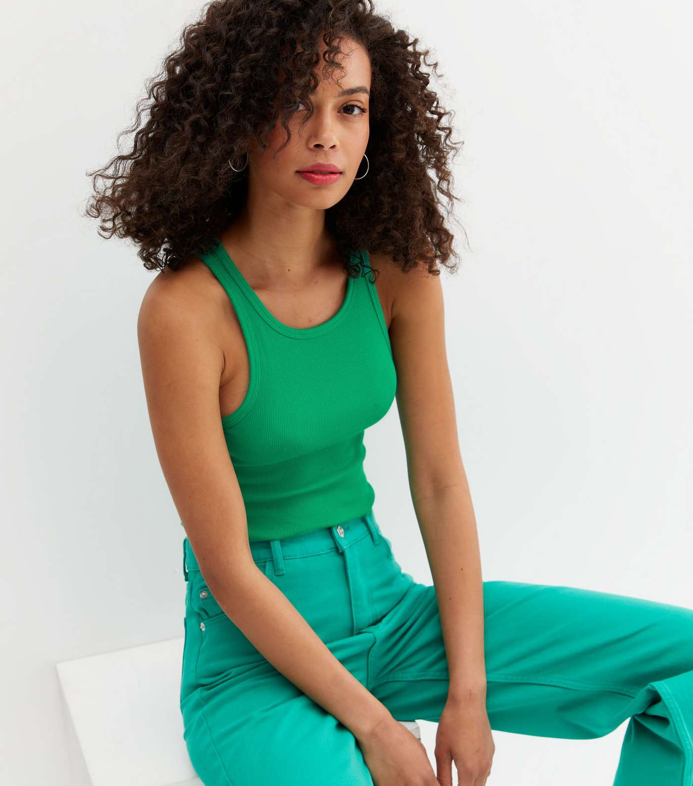 Tall Green Ribbed Racer Vest