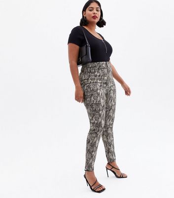 Click to view product details and reviews for Curves Grey Snake Print High Waist Hallie Super Skinny Jeans New Look.
