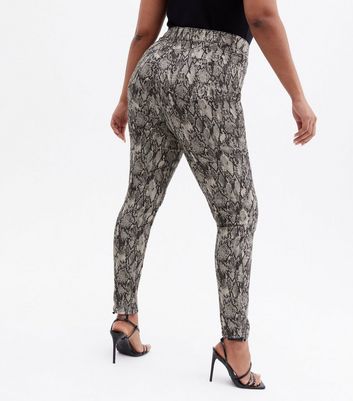 Curves Grey Snake Print High Waist 