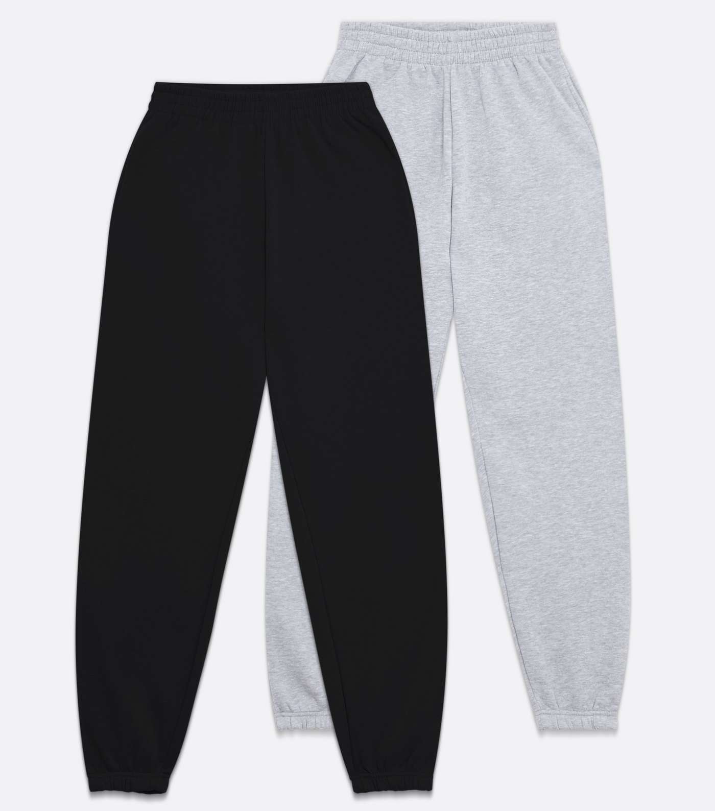 Girls 2 Pack Black and Grey Cuffed Joggers Image 5