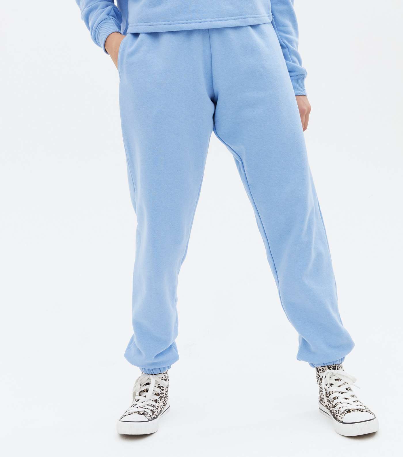 Girls 2 Pack Pale Blue and Grey Cuffed Joggers Image 2
