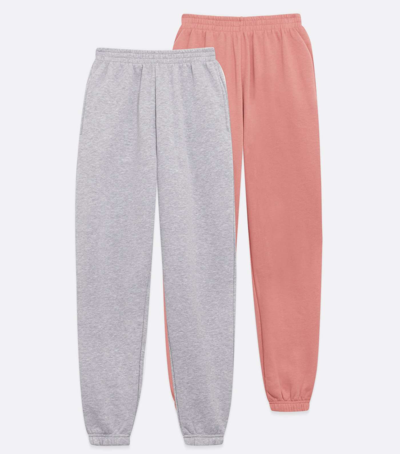 Girls 2 Pack Mid Pink and Grey Cuffed Joggers Image 5