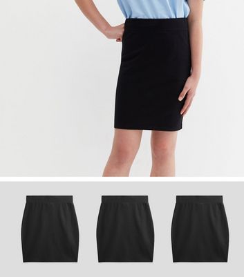 Girls 3 Pack Black High Waist Tube Skirts New Look