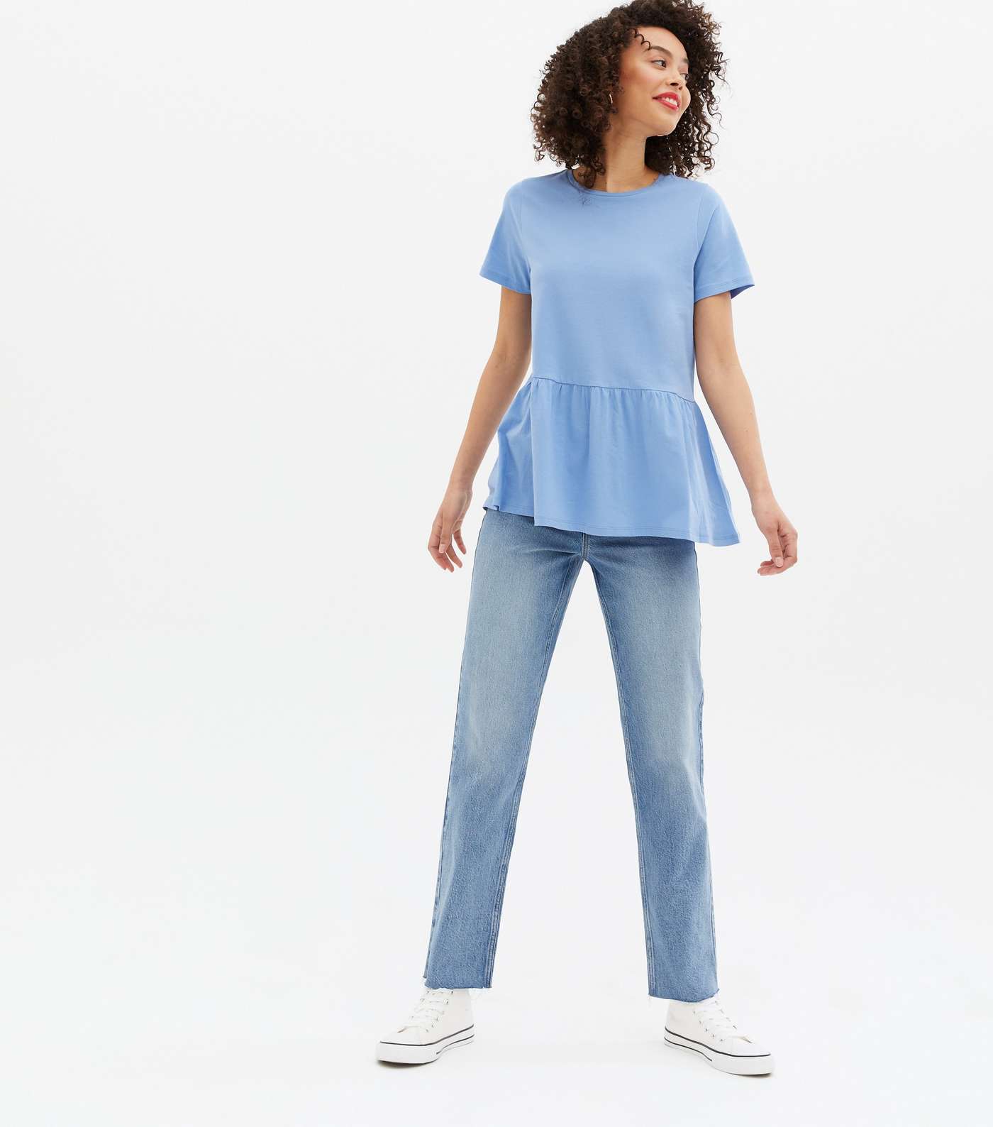 Tall Pale Blue Short Sleeve Peplum T-Shirt Image 2