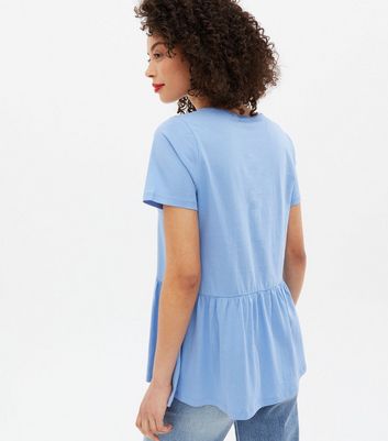 Click to view product details and reviews for Tall Pale Blue Short Sleeve Peplum T Shirt New Look.