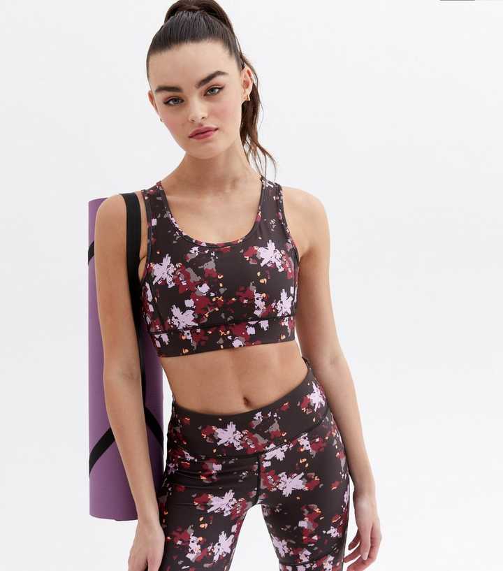 ONLY PLAY Black Abstract Sports Crop Top