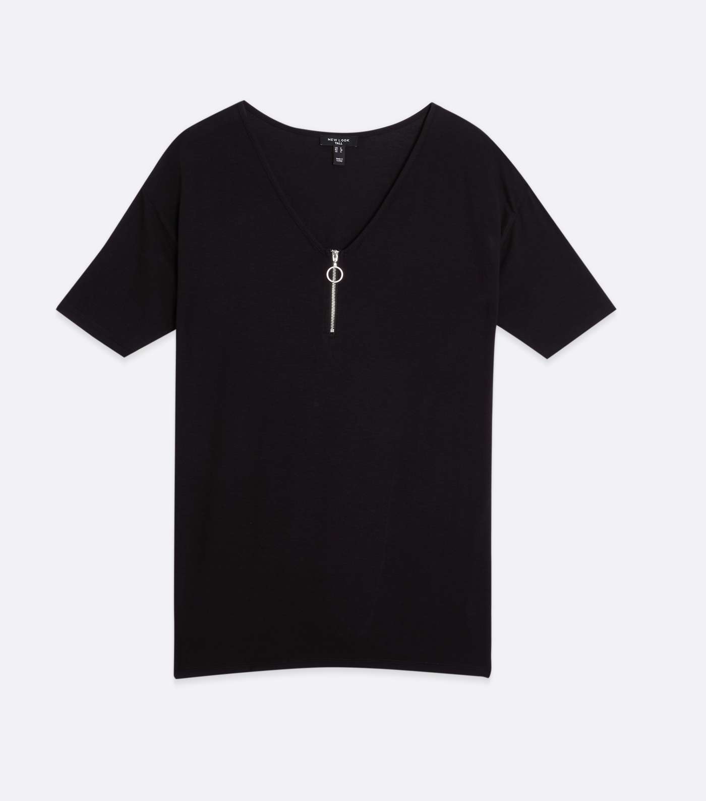 Tall Black Zip Front Long T-Shirt Image 5