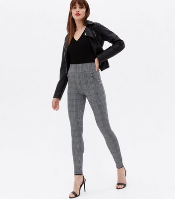 Tall Black Check Jersey Leggings | New Look