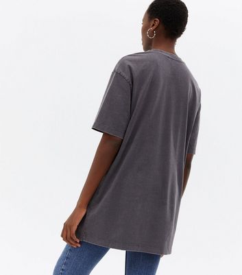 Tall Dark Grey Acid Wash Oversized T Shirt New Look