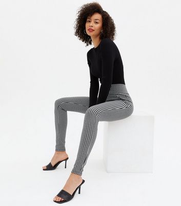 Tall Black Dogtooth Jersey Leggings 