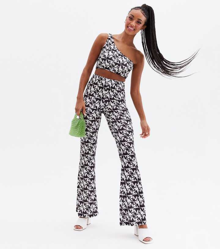 Love Yourself Black Logo Flared Trousers