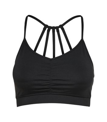 Click to view product details and reviews for Only Play Black Ruched Strappy Sports Crop Top New Look.