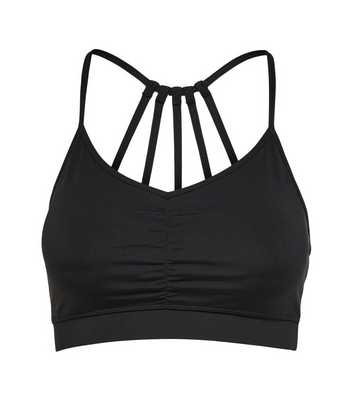 ONLY PLAY Black Ruched Strappy Sports Crop Top