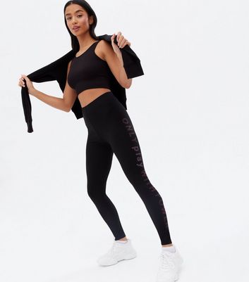 ONLY PLAY Black High Waist Logo Sports 