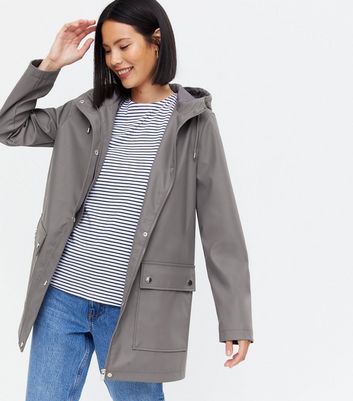 Grey Hooded Double Pocket Anorak New Look