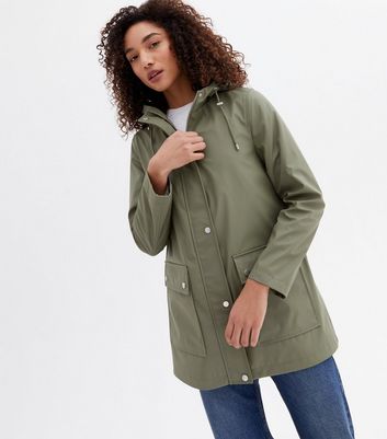 Olive Hooded Double Pocket Anorak New Look