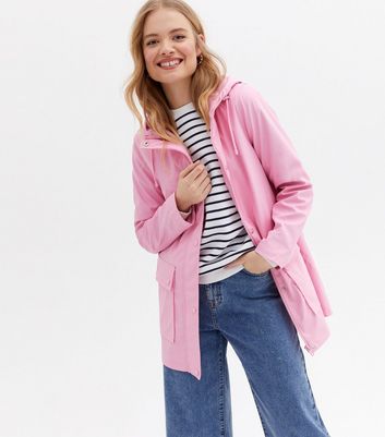 pink raincoat new look