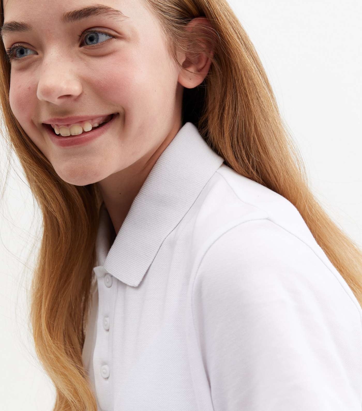 Girls 5 Pack White Piqué School Polo Shirts Image 7