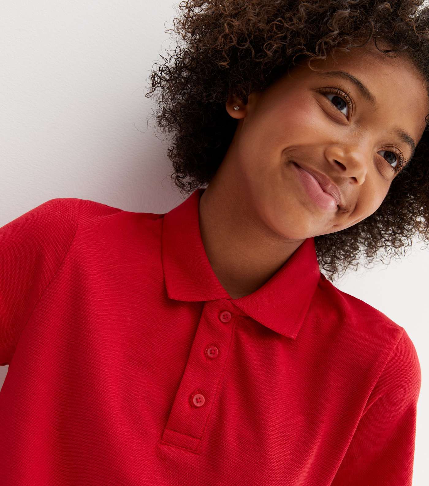 Girls Red Collared Short Sleeve School Polo Shirt