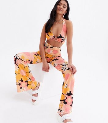 Psychedelic Petite Orange Floral Flared 