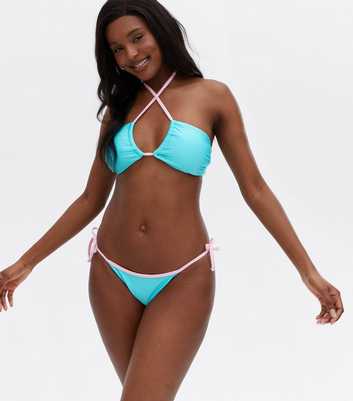 Turquoise Contrast Multiway Bandeau Bikini Top