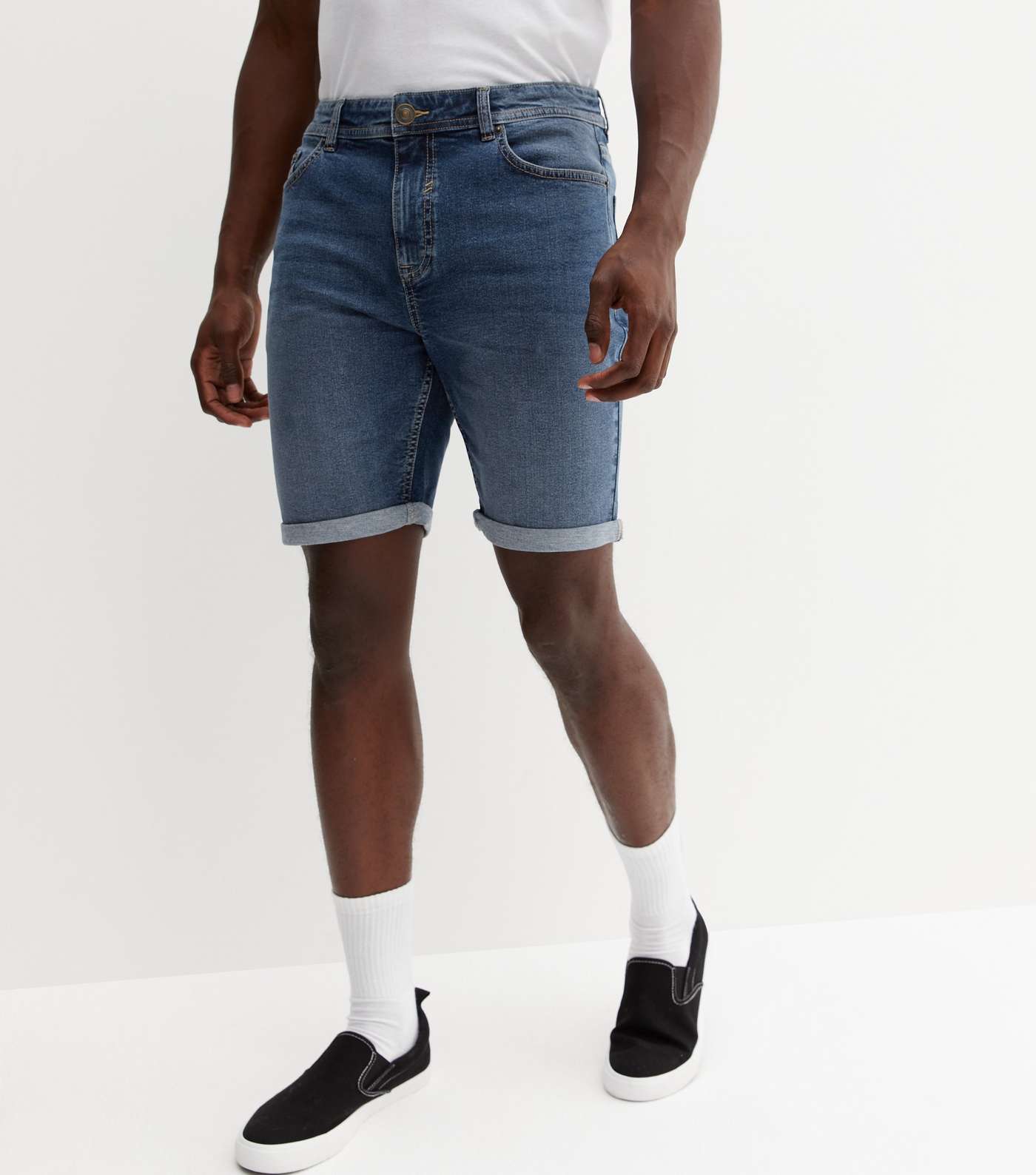 Blue Denim Slim Fit Shorts Image 2