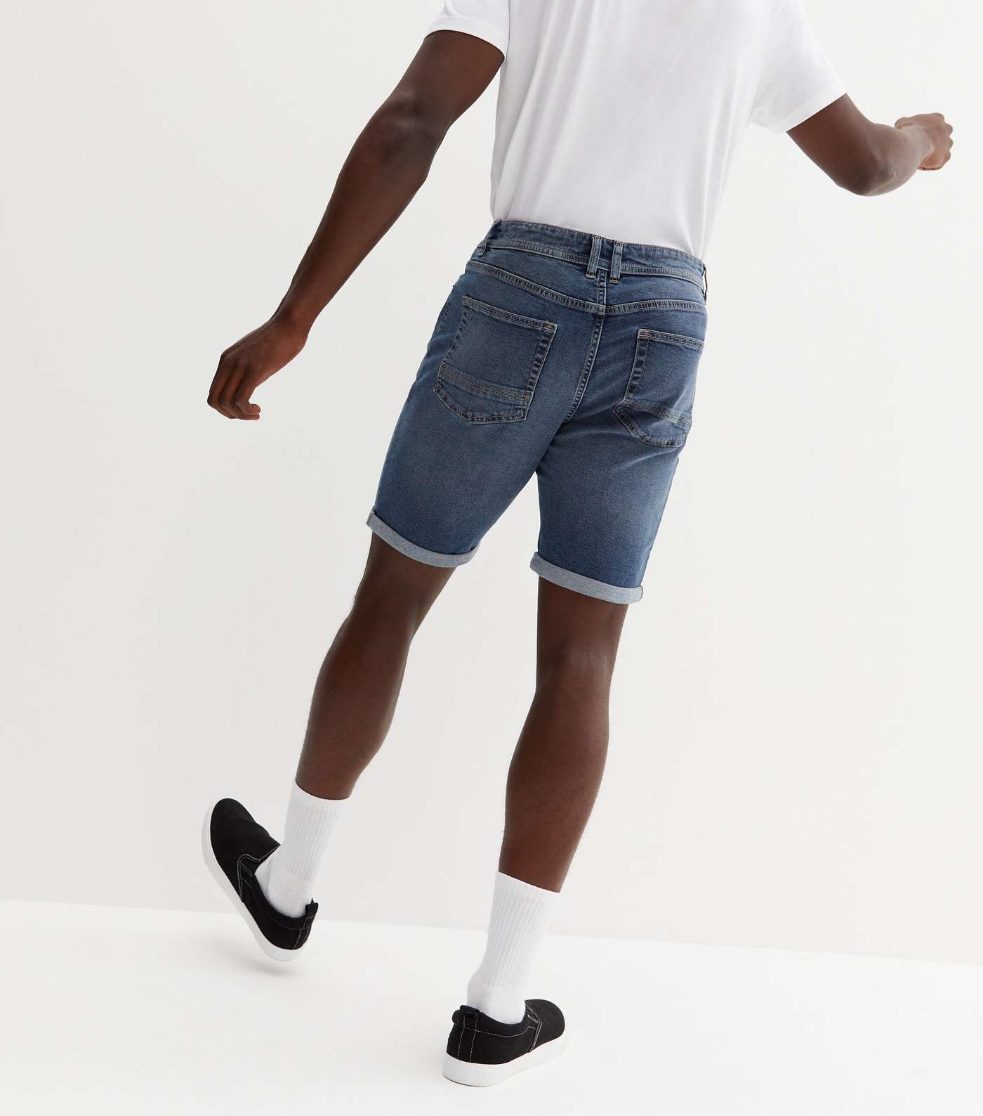 Blue Denim Slim Fit Shorts Image 4
