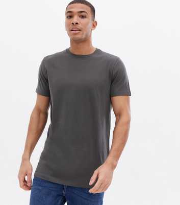 Dark Grey Short Sleeve Long T-Shirt