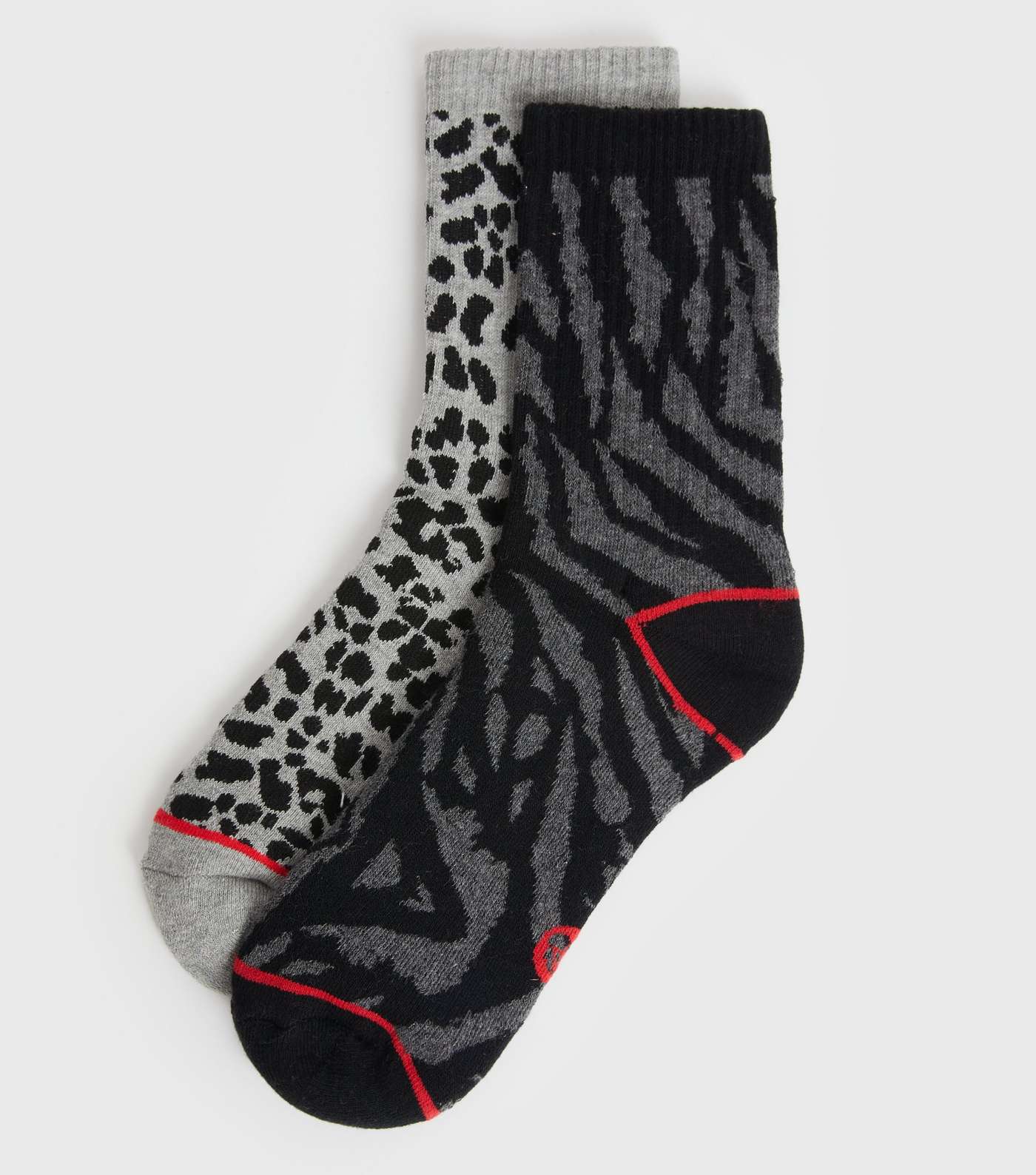 2 Pack Black Animal Print Sports Socks