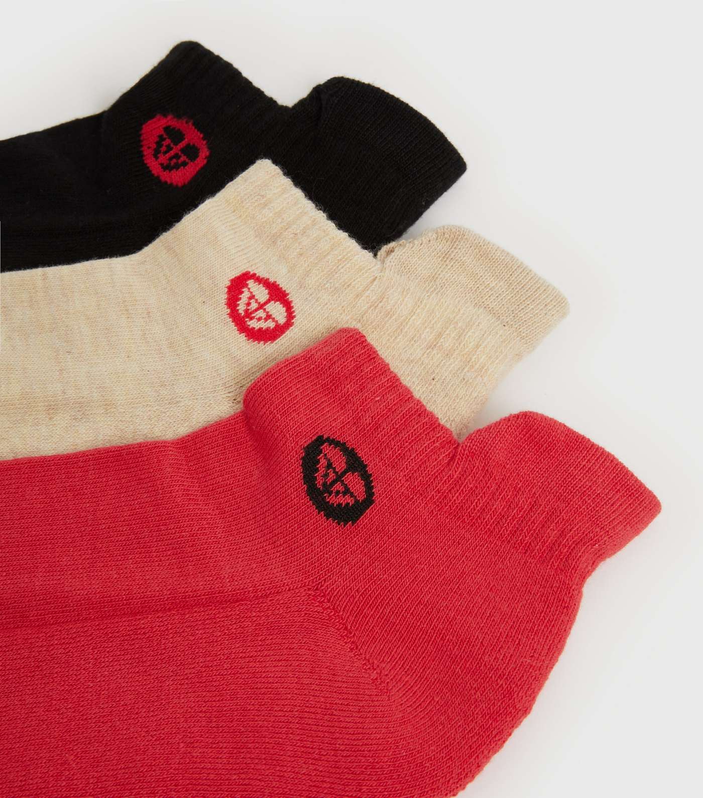 3 Pack Red Cream and Black Sports Socks Image 2