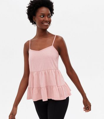 Damen Bekleidung Pink Tiered Peplum Cami Damen Bekleidung Pink Tiered Peplum Cami