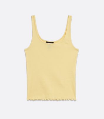 Pale Yellow Scoop Neck Frill Vest New Look