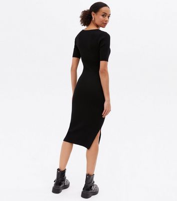 rib knit short sleeve dress