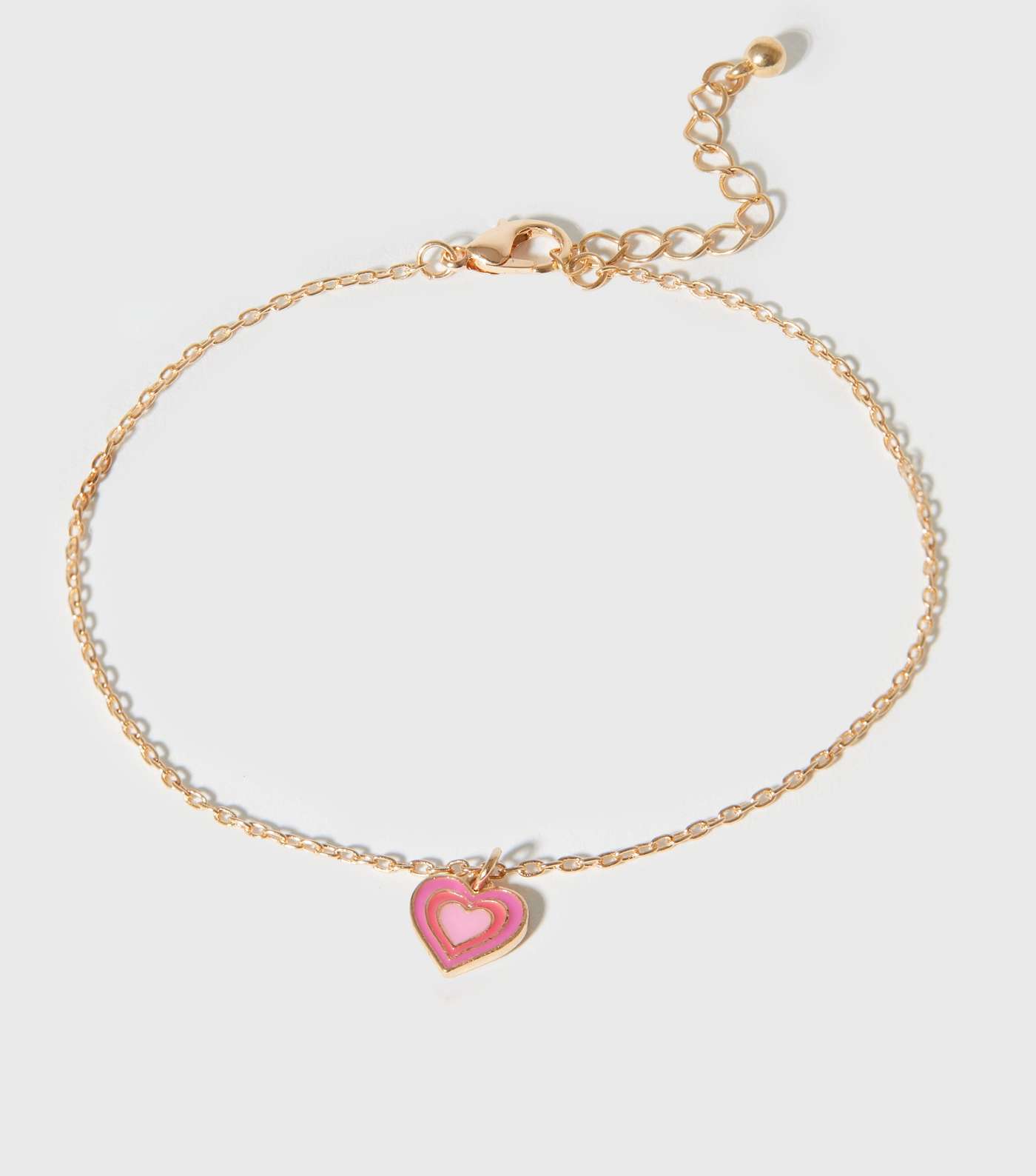 Mid Pink Heart Pendant Anklet