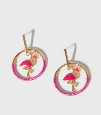 flamingo hoop earrings