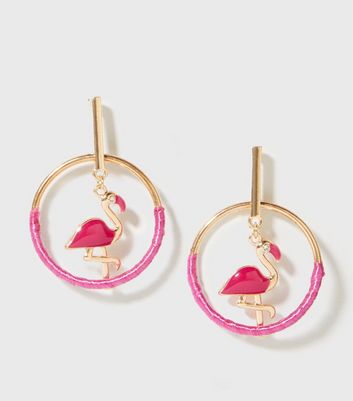 flamingo hoop earrings