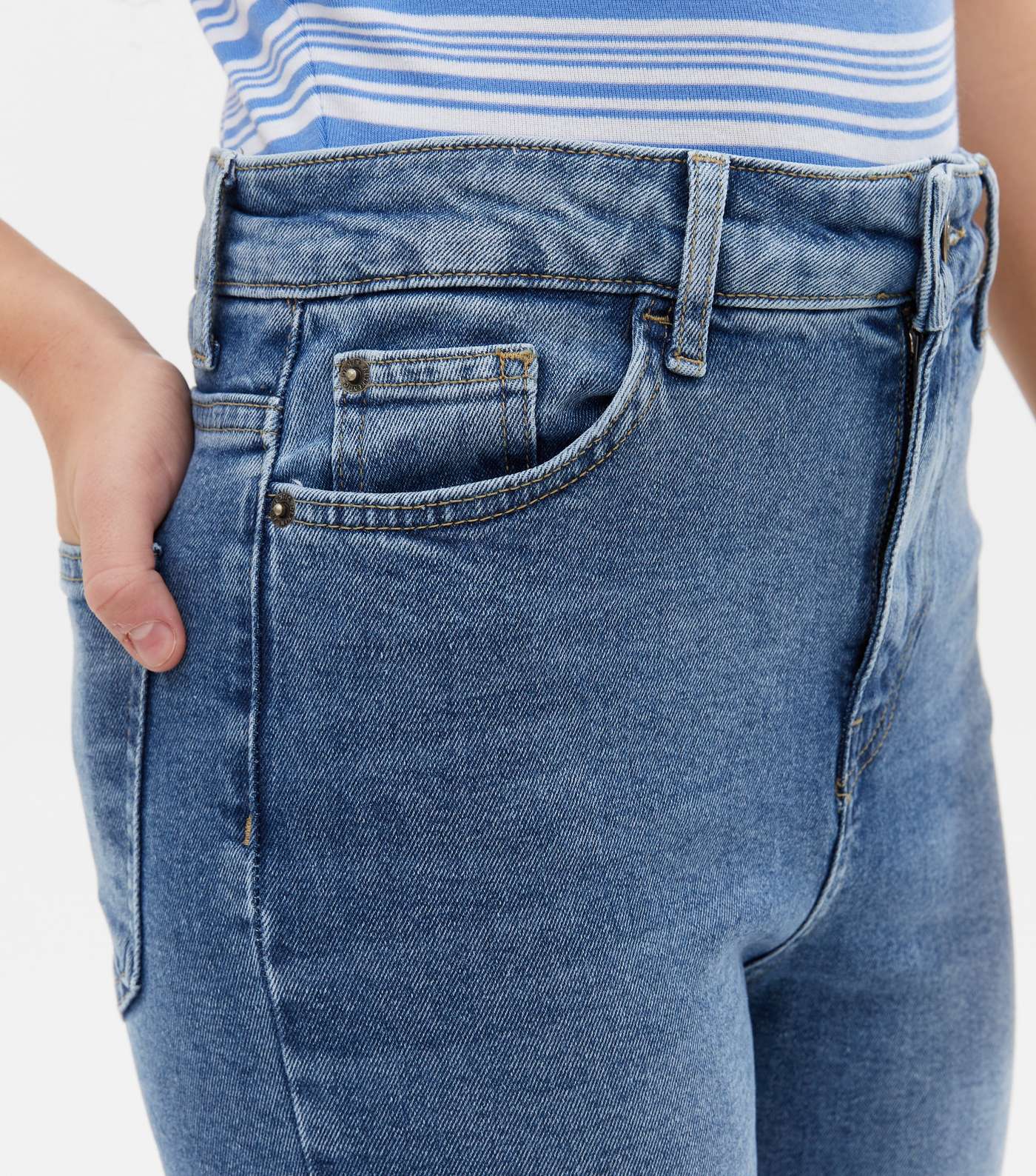Girls Blue High Waist Slim Fit Tori Mom Jeans Image 3