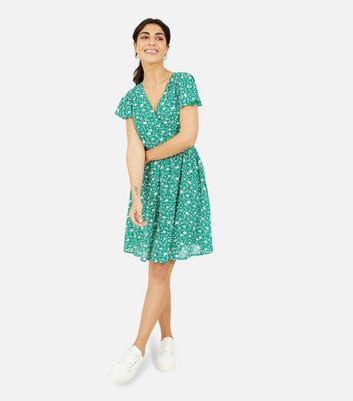 new look green wrap dress