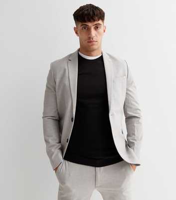 Pale Grey Skinny Fit Suit Jacket