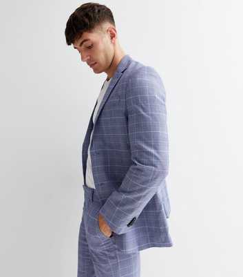 Blue Check Skinny Suit Trousers