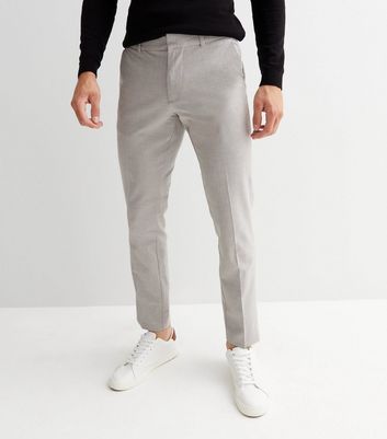 Men's Light Grey Blue Check Skinny Suit Trousers | Ben Sherman