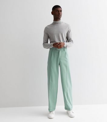 New Look Plisse Crop Trouser in Green | Lyst