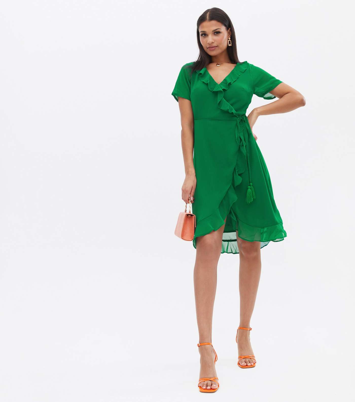 Yumi Green Frill Wrap Dress Image 2
