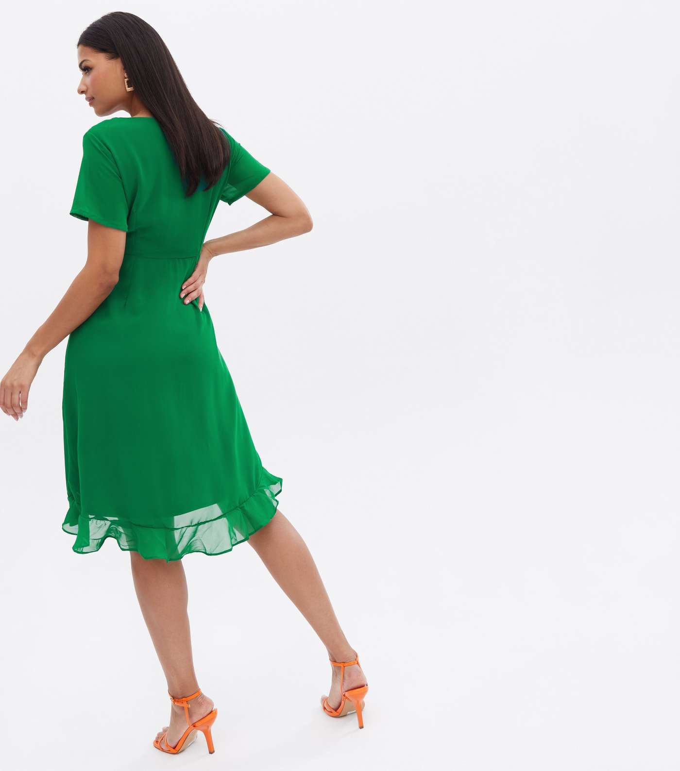 Yumi Green Frill Wrap Dress Image 4
