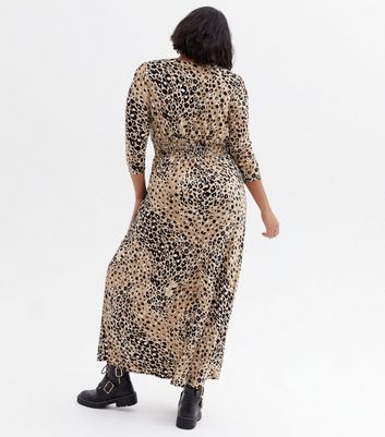 shirred animal print dress