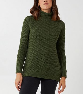 khaki polo neck jumper